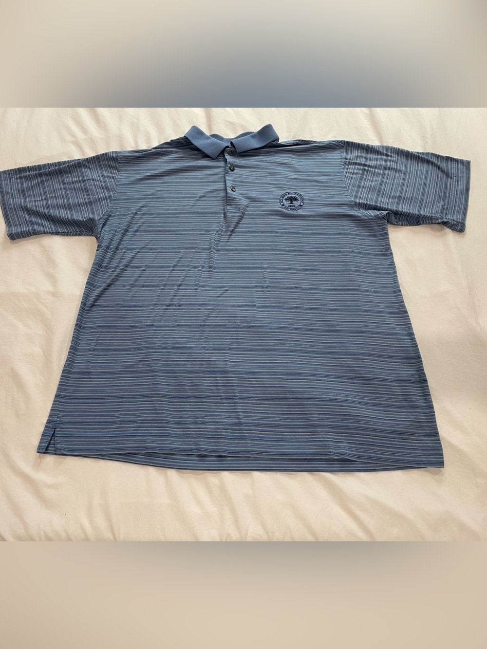 Cutter & Buck Light and Dark Blue Striped Polo 2006 Senior PGA Championship